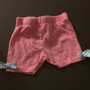 Pink Baby Shorts with Blue Accents
